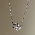 Women's Dual Heart Pendant with Chain Micro Plating